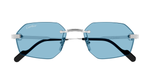 Cartier CT0616S | 005 Rahmenlose Luxus-Sonnebrille in Silber mit blauen Gläsern