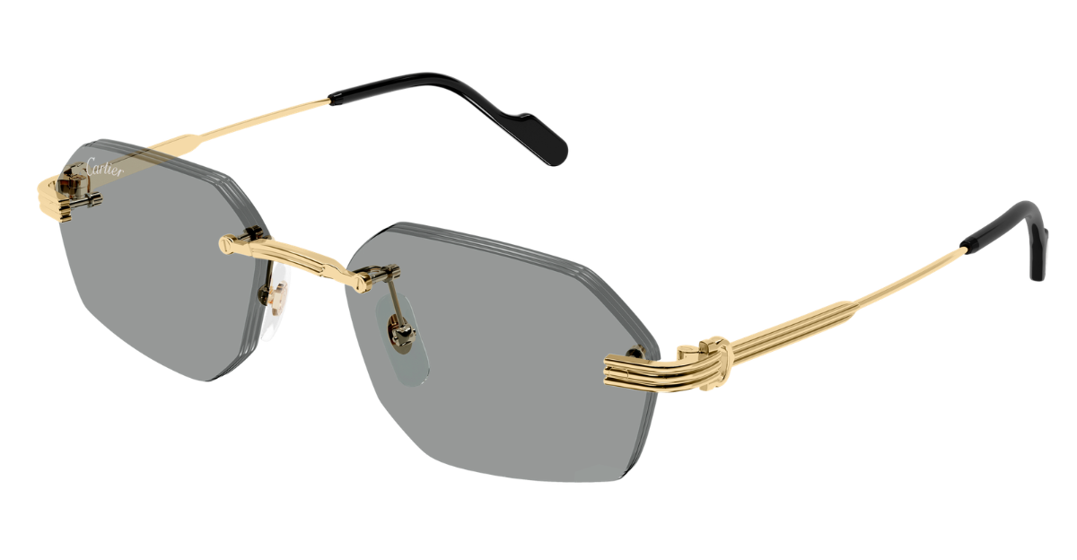 Cartier CT0616S | 004 Rahmenlose Luxus-Sonnebrille in Gold mit grauen Gläsern