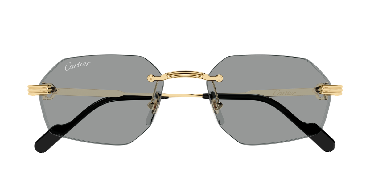 Cartier CT0616S | 004 Rahmenlose Luxus-Sonnebrille in Gold mit grauen Gläsern