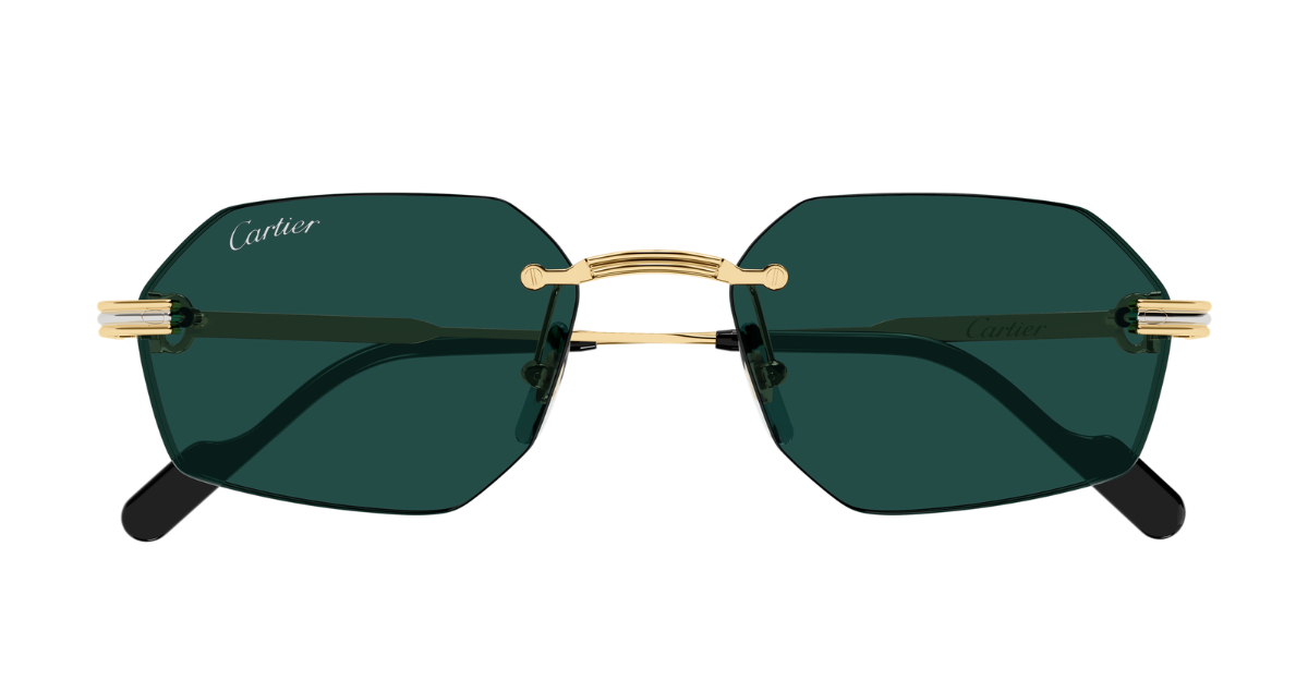 Cartier CT0616S | 003 Rahmenlose Luxus-Sonnebrille in Gold mit grünen Gläsern