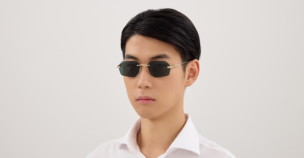 Cartier CT0616S | 003 Rahmenlose Luxus-Sonnebrille in Gold mit grünen Gläsern