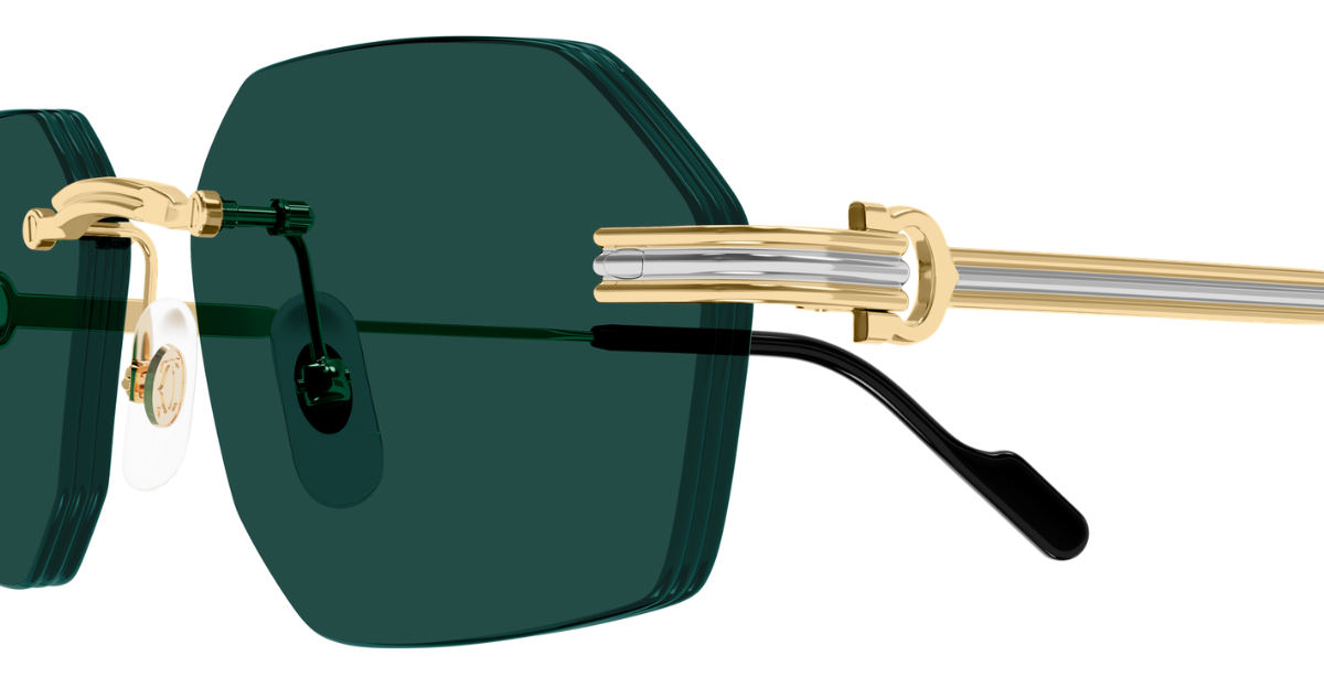 Cartier CT0616S | 003 Rahmenlose Luxus-Sonnebrille in Gold mit grünen Gläsern