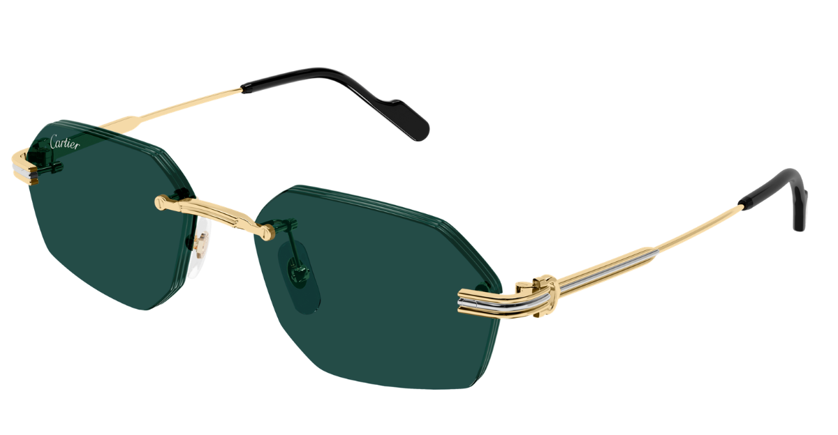 Cartier CT0616S | 003 Rahmenlose Luxus-Sonnebrille in Gold mit grünen Gläsern