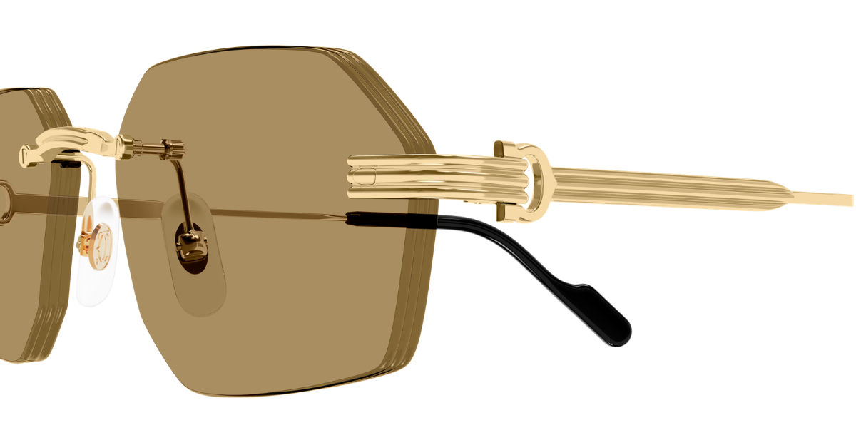 Cartier CT0616S | 002 Rahmenlose Luxus-Sonnebrille in Gold mit braunen Gläsern