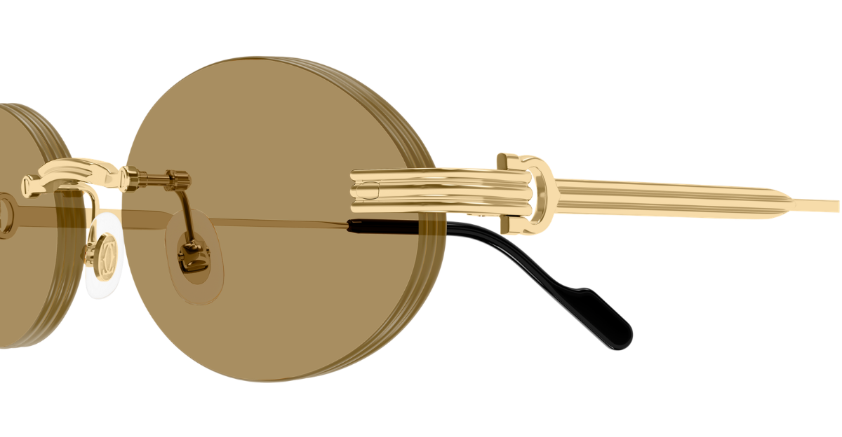 Cartier CT0615S | 007 Rahmenlose Luxus-Sonnebrille in Gold mit braunen Gläsern