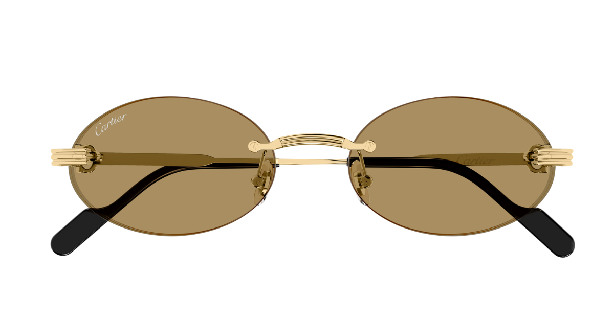 Cartier CT0615S | 007 Rahmenlose Luxus-Sonnebrille in Gold mit braunen Gläsern