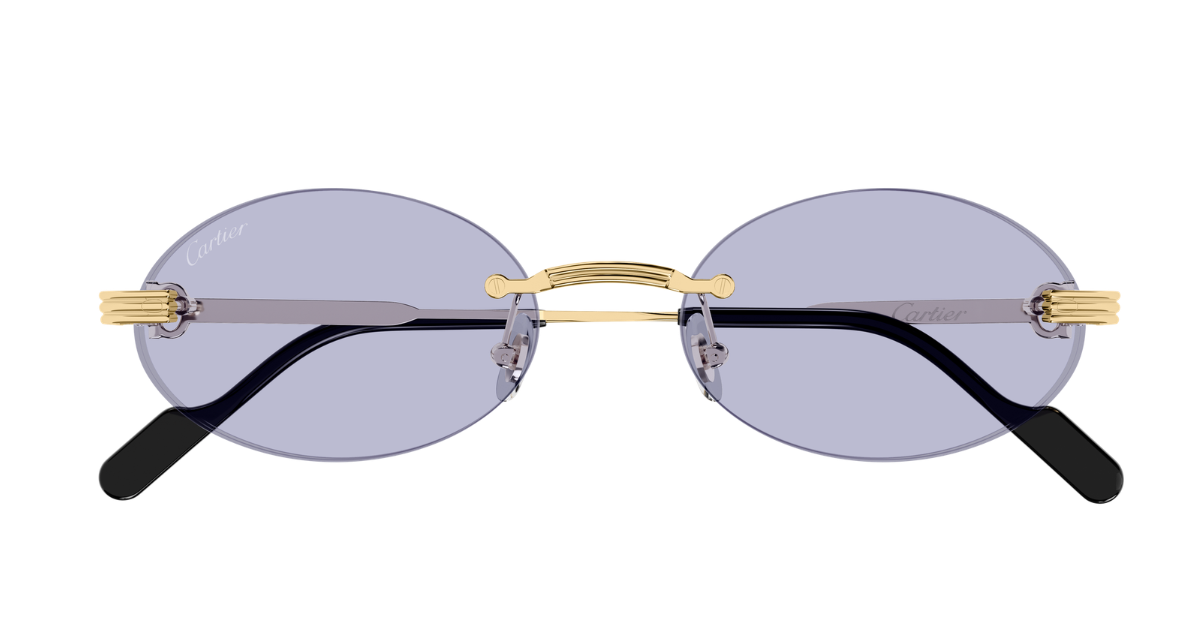 Cartier CT0615S | 009 Rahmenlose Luxus-Sonnebrille in Gold mit lila Gläsern