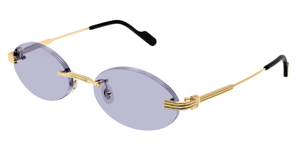 Cartier CT0615S | 009 Rahmenlose Luxus-Sonnebrille in Gold mit lila Gläsern