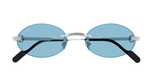 Cartier CT0615S | 010 Rahmenlose Luxus-Sonnebrille in Silber mit blauen Gläsern