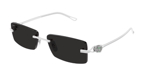 Cartier - Massivgold 18 Karat - CT0647S | PANTHÈRE | 001 Luxussonnenbrille in Silber mit grauen Gläsern, hergestellt in Italien