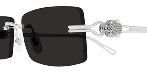 Cartier - Massivgold 18 Karat - CT0647S | PANTHÈRE | 001 Luxussonnenbrille in Silber mit grauen Gläsern, hergestellt in Italien