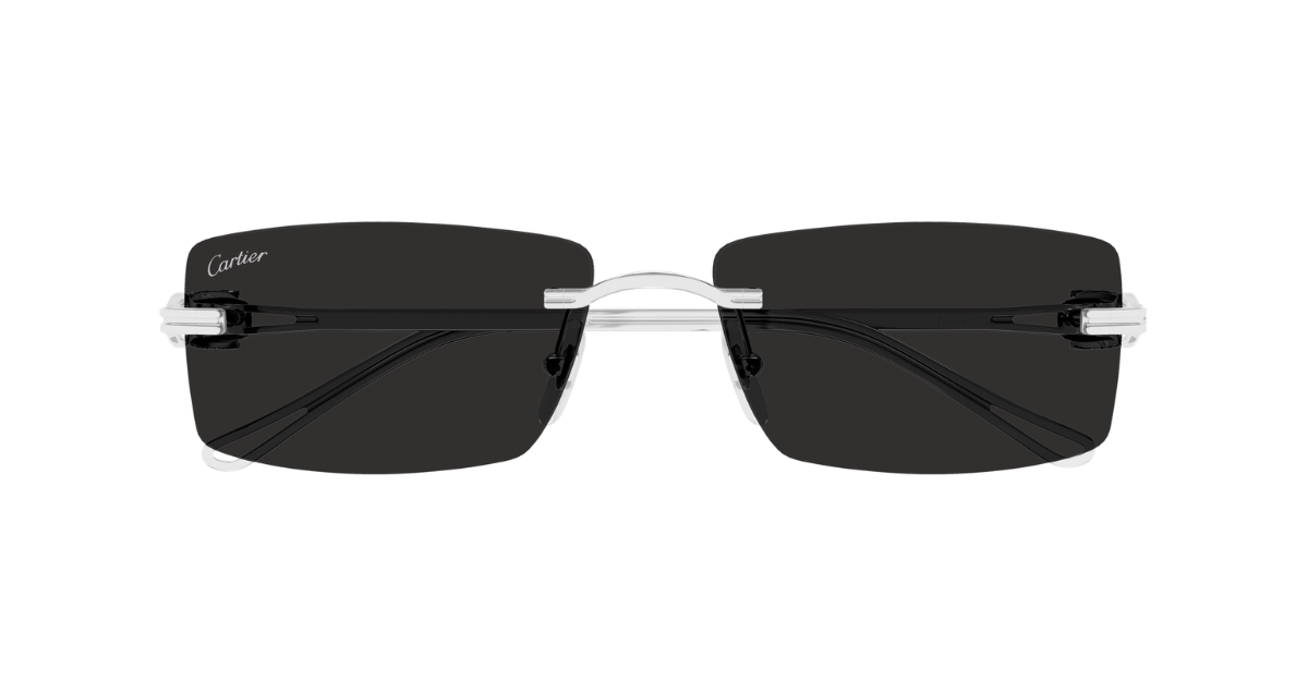 Cartier - Massivgold 18 Karat - CT0647S | PANTHÈRE | 001 Luxussonnenbrille in Silber mit grauen Gläsern, hergestellt in Italien