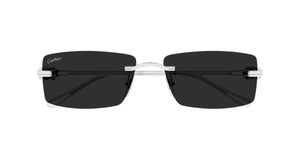 Cartier - Massivgold 18 Karat - CT0647S | PANTHÈRE | 001 Luxussonnenbrille in Silber mit grauen Gläsern, hergestellt in Italien