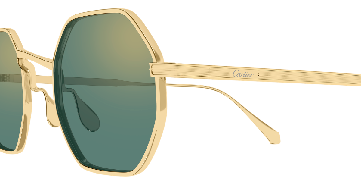 Cartier CT0627S | 003 Luxussonnebrille in Gold mit grünen Gläsern, hergestellt in Japan in Hexagon