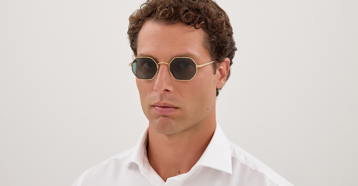 Cartier CT0627S | 003 Luxussonnebrille in Gold mit grünen Gläsern, hergestellt in Japan in Hexagon
