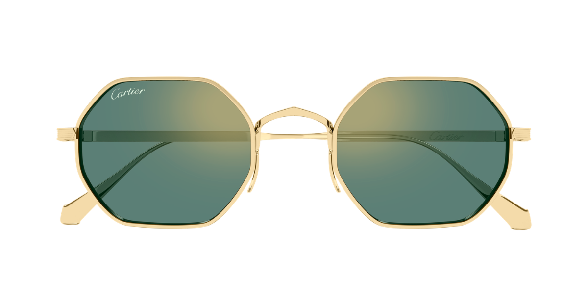 Cartier CT0627S | 003 Luxussonnebrille in Gold mit grünen Gläsern, hergestellt in Japan in Hexagon