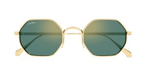 Cartier CT0627S | 003 Luxussonnebrille in Gold mit grünen Gläsern, hergestellt in Japan in Hexagon