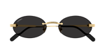Cartier CT0615S | 001 Rahmenlose Luxus-Sonnebrille in Gold mit grauen Gläsern in Oval 