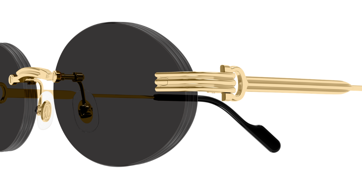 Cartier CT0615S | 001 Rahmenlose Luxus-Sonnebrille in Gold mit grauen Gläsern in Oval 