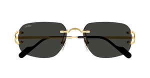 Rechteckige Cartier CT0663S | Décor C | 001 Rahmenlose Luxus-Sonnebrille in Gold mit grauen Gläsern