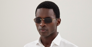 Rechteckige Cartier CT0663S | Décor C | 001 Rahmenlose Luxus-Sonnebrille in Gold mit grauen Gläsern