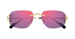Eckige Cartier CT0663S | Décor C | 003 Rahmenlose Luxus-Sonnebrille in Gold mit violetten Gläsern
