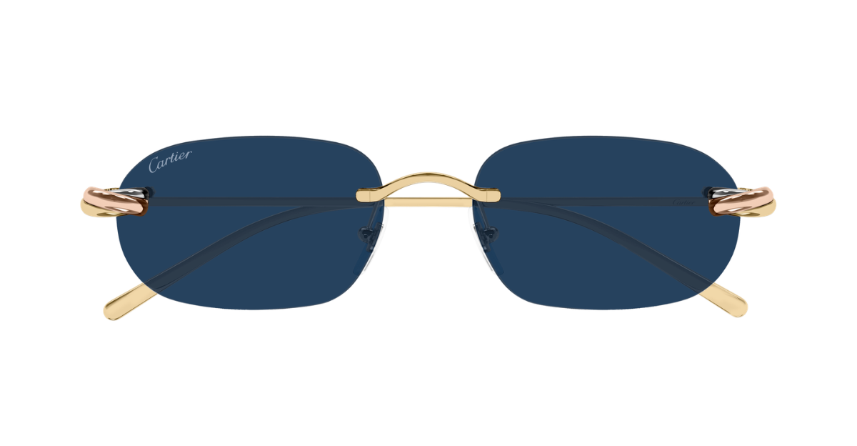 Rechteckige Cartier CT0686S | Trinity | 002 Sonnenbrille in Gold - in Italien hergestellte Luxusbrille