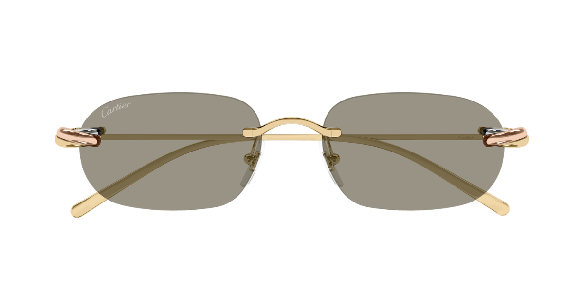Rechteckige Cartier CT0686S | Trinity | 003 Sonnenbrille in Gold - in Italien hergestellte Luxusbrille