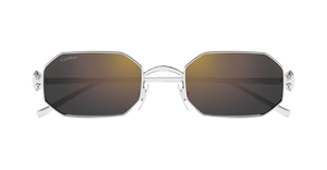 Eckige Cartier CT0682S | Clash  | 007 - Eckige Luxussonnenbrille in Silber mit grauen Gläsern