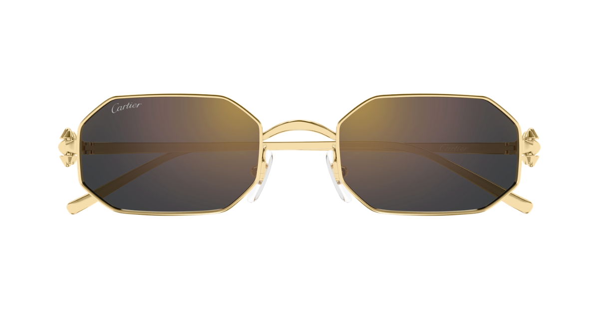 Eckige Cartier CT0682S | Clash  | 006 - Eckige Luxussonnenbrille in Gold mit grauen Gläsern