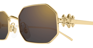 Eckige Cartier CT0682S | Clash  | 006 - Eckige Luxussonnenbrille in Gold mit grauen Gläsern
