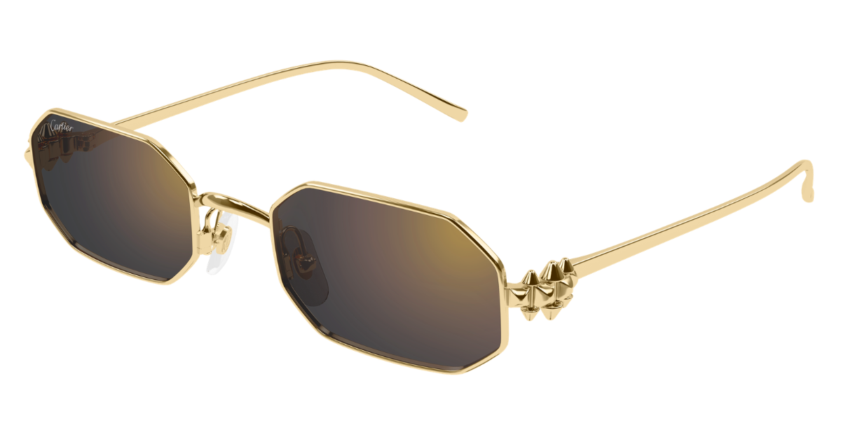 Eckige Cartier CT0682S | Clash  | 006 - Eckige Luxussonnenbrille in Gold mit grauen Gläsern