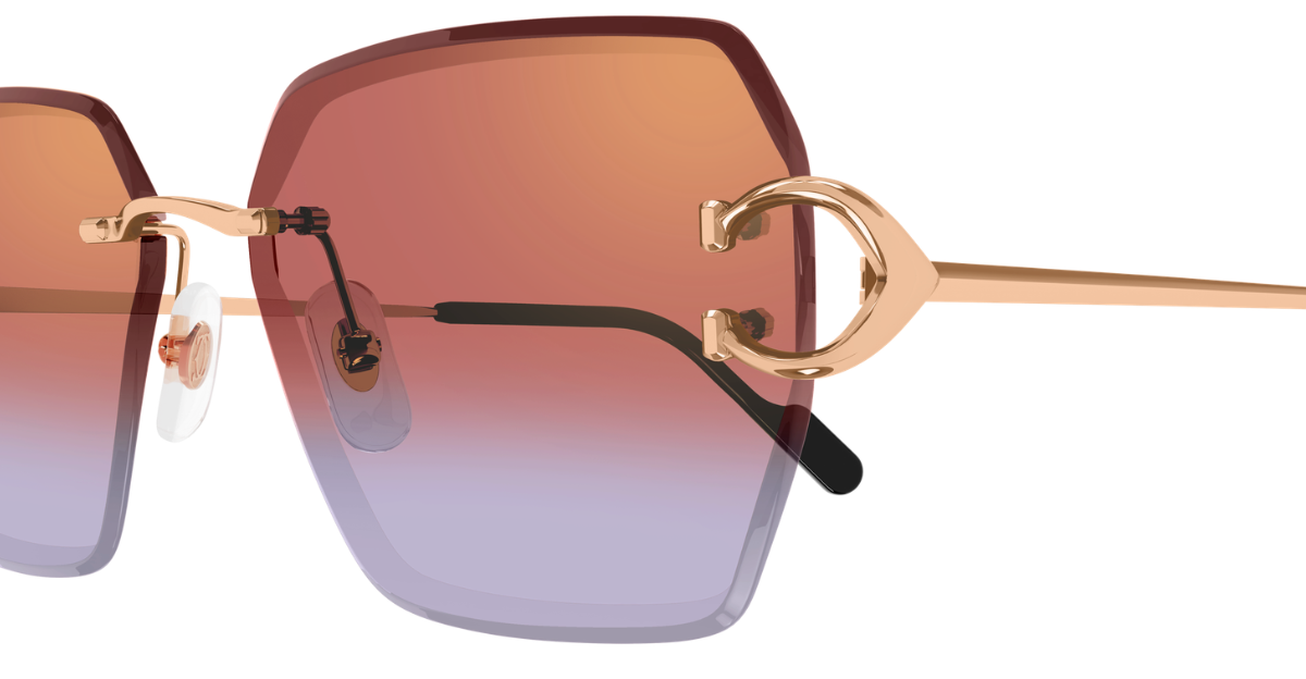 Cartier CT0466S 005 - Eckige Luxussonnenbrille hergestellt in Frankreich in Gold 