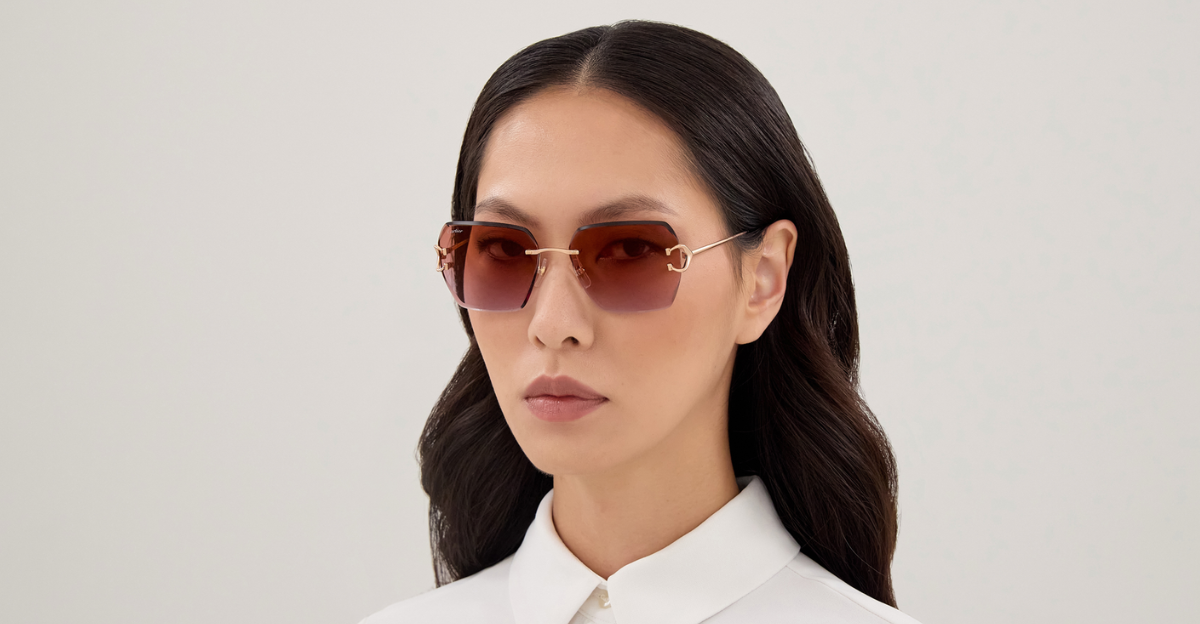 Cartier CT0466S 005 - Eckige Luxussonnenbrille hergestellt in Frankreich in Gold 