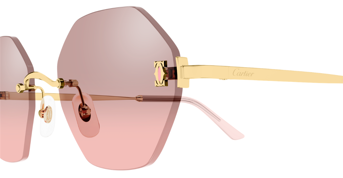 Cartier CT0671S | C de Cartier | 004 - Eckige Luxussonnenbrille hergestellt in Frankreich in Gold 