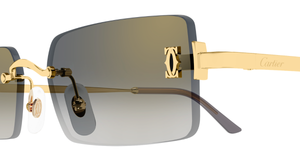 Eckige Cartier CT0672S | C de Cartier | 001 - Luxussonnenbrille hergestellt in Frankreich in Gold 