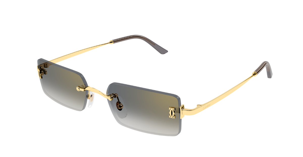 Eckige Cartier CT0672S | C de Cartier | 001 - Luxussonnenbrille hergestellt in Frankreich in Gold 