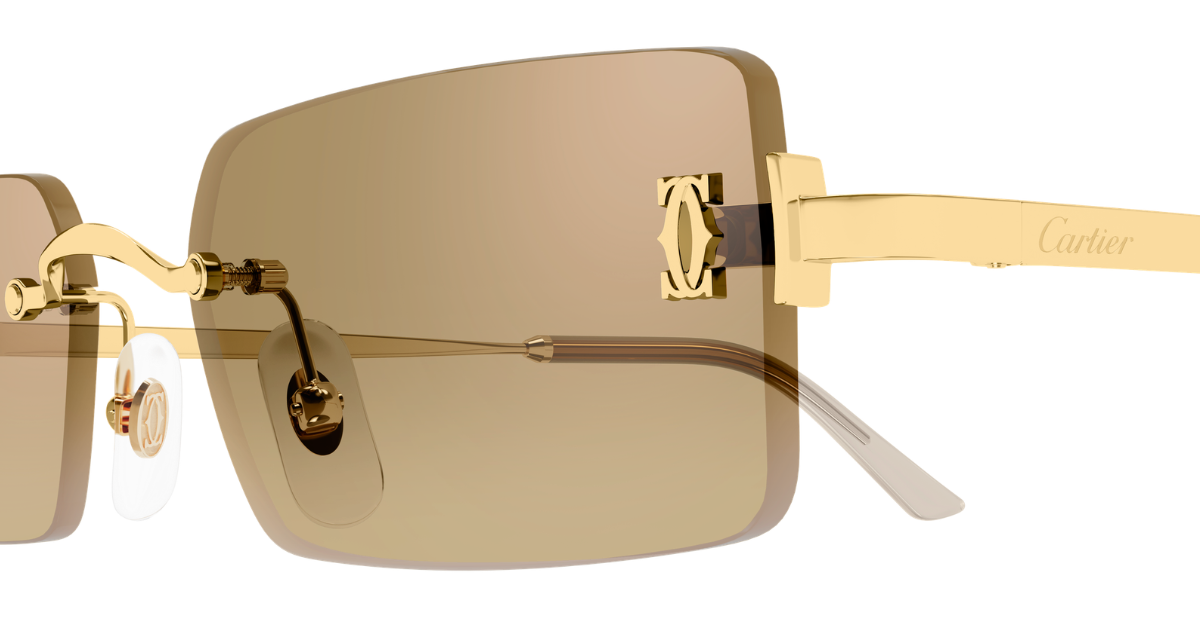 Eckige Cartier CT0672S | C de Cartier | 003 - Luxussonnenbrille hergestellt in Frankreich in Gold 