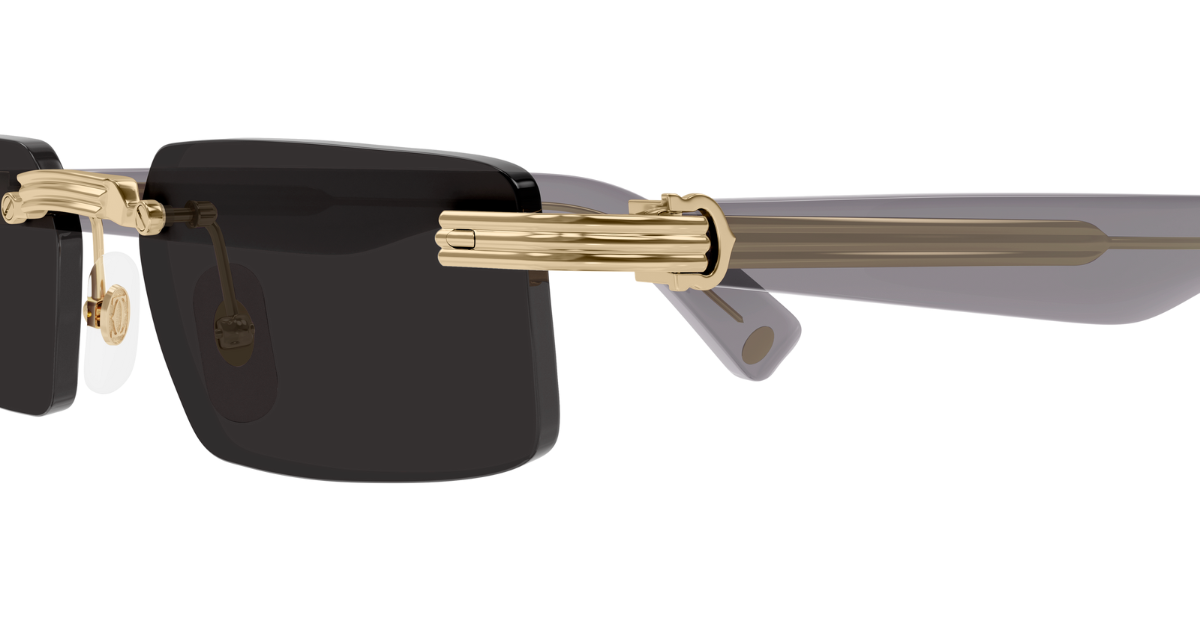 Cartier CT0537S 001 Rahmenlose Luxus-Sonnebrille in Gold mit grauen Gläsern