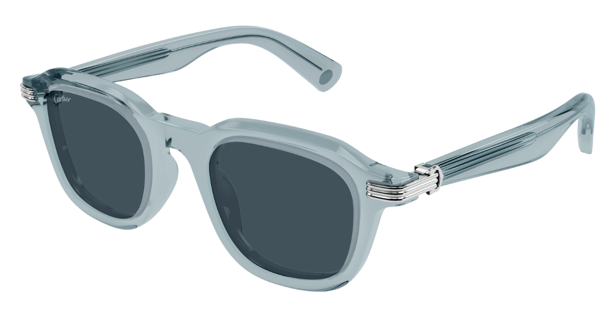 Cartier CT0536S | 004 runde Sonnenbrille mit blauem Rahmen und blauen Gläsern