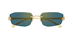 Cartier CT0474S | 003 Eckige Luxussonnenbrille mit goldenem Rahmen und grünen Gläsern