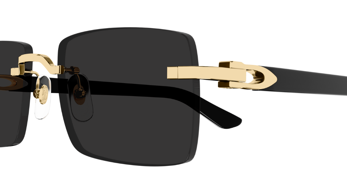 Cartier CT0579S 005 Rahmenlose Luxus-Sonnebrille in Gold mit grauen Gläsern