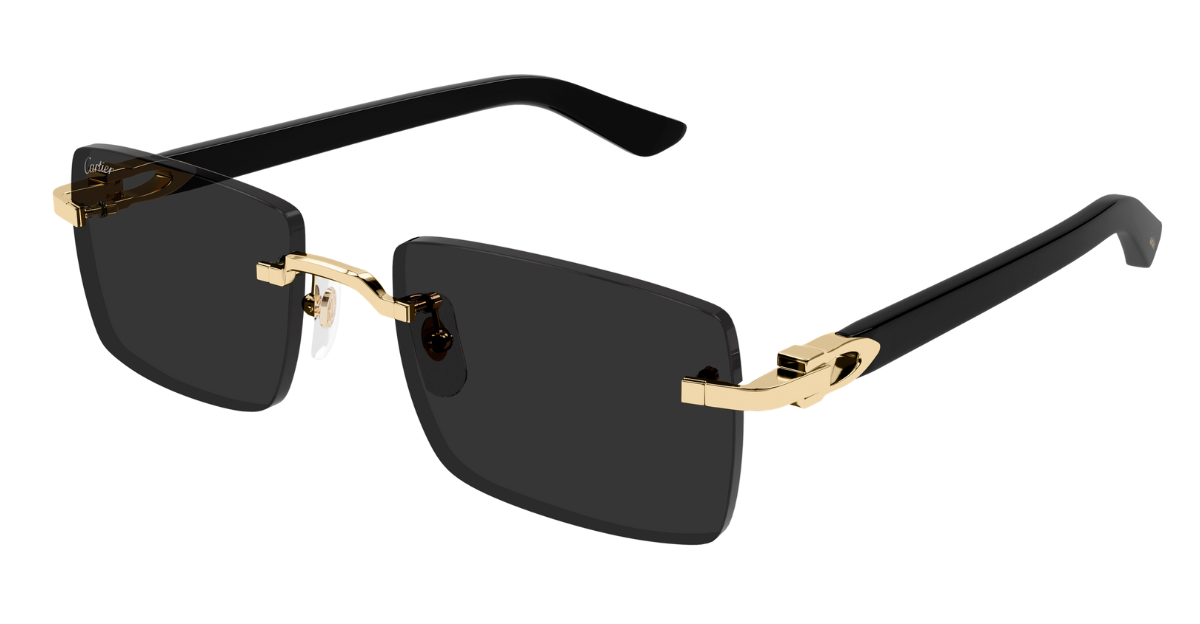 Cartier CT0579S 005 Rahmenlose Luxus-Sonnebrille in Gold mit grauen Gläsern