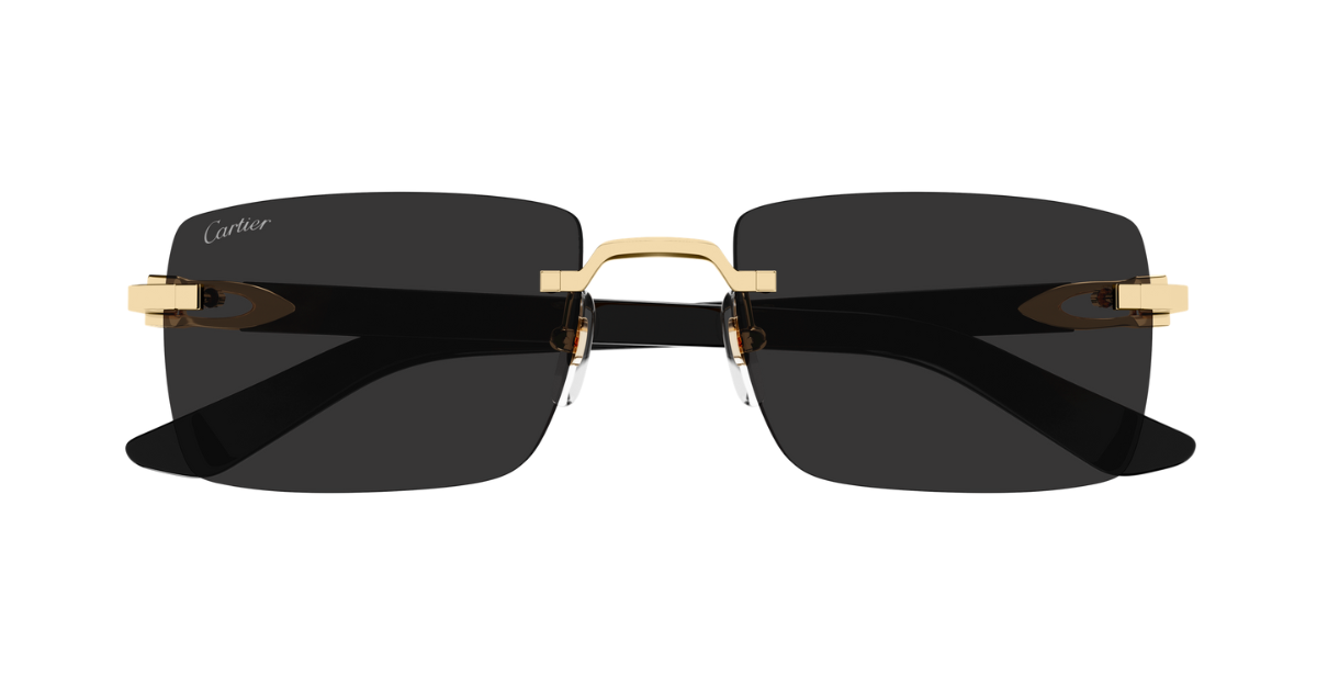 Cartier CT0579S 005 Rahmenlose Luxus-Sonnebrille in Gold mit grauen Gläsern