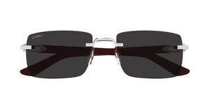 Cartier CT0579S 006 Rahmenlose Luxus-Sonnebrille in Silber mit grauen Gläsern