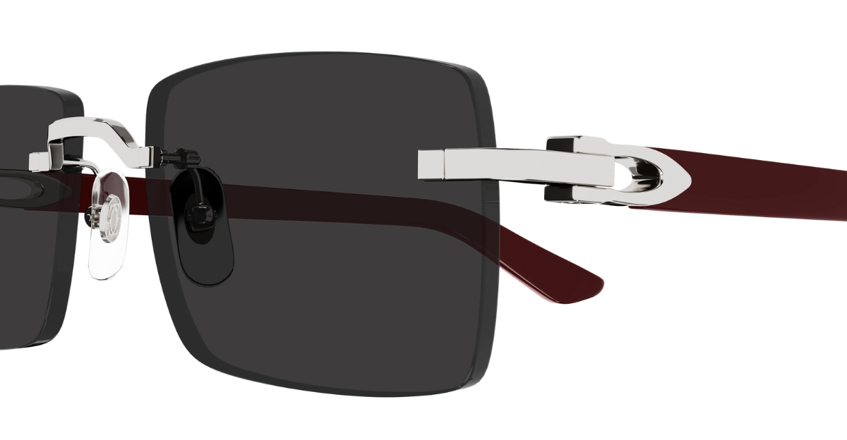 Cartier CT0579S 006 Rahmenlose Luxus-Sonnebrille in Silber mit grauen Gläsern