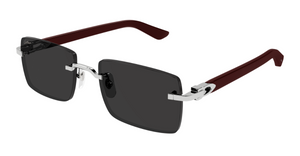 Cartier CT0579S 006 Rahmenlose Luxus-Sonnebrille in Silber mit grauen Gläsern