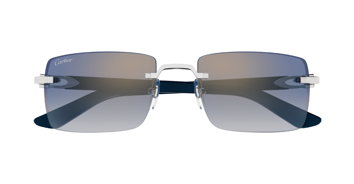 Cartier CT0579S 008 Rahmenlose Luxus-Sonnebrille in Gold mit grauen Gläsern