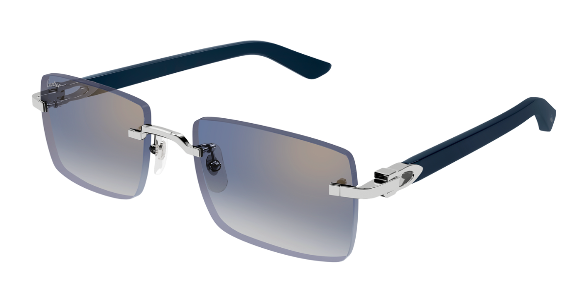 Cartier CT0579S 008 Rahmenlose Luxus-Sonnebrille in Gold mit grauen Gläsern