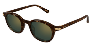 Cartier CT0584S 002 Rahmenlose Luxus-Sonnebrille in Braun mit grünen Gläsern